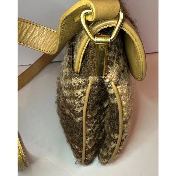 Dolce & Gabbana Women Wool Blend Plaid Crossbody Bag Authentic D&G leather strap - Picture 5 of 12